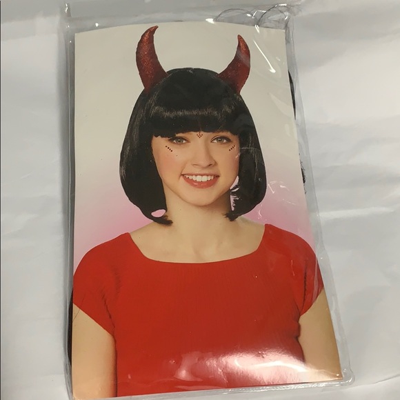 5/$30! MIX & MATCH! Icing DEVIL HORNS BLACK WIG Costume Accessory! - Picture 2 of 3